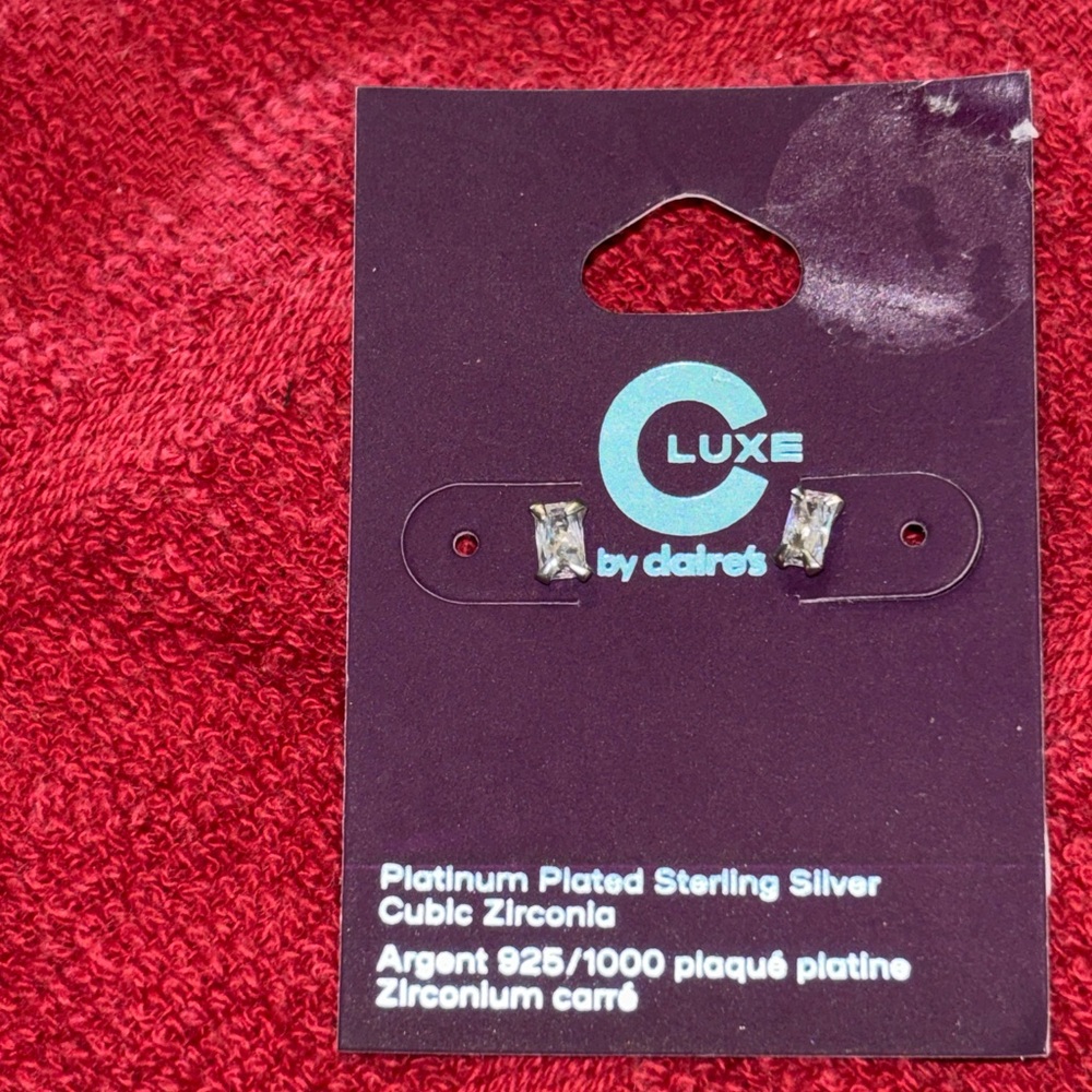 CLuxe Earrings Platinum Plated Sterling Silver Cubic Zirconia Girls Claire’s